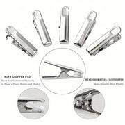 Juego de 6, 12 o 20 pinzas de ropa de acero inoxidable con almohadillas de agarre blancas suaves, pinzas para ropa, toallas, calcetines y ropa interior