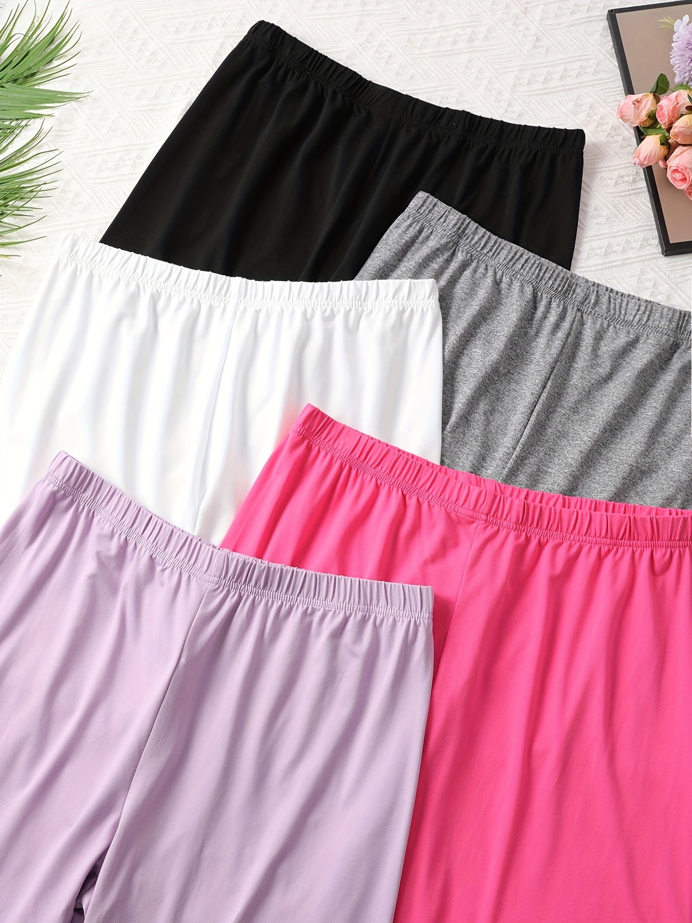 Women's Plus Size Lounge Shorts Elastic Waist Solid Casual Home Wear