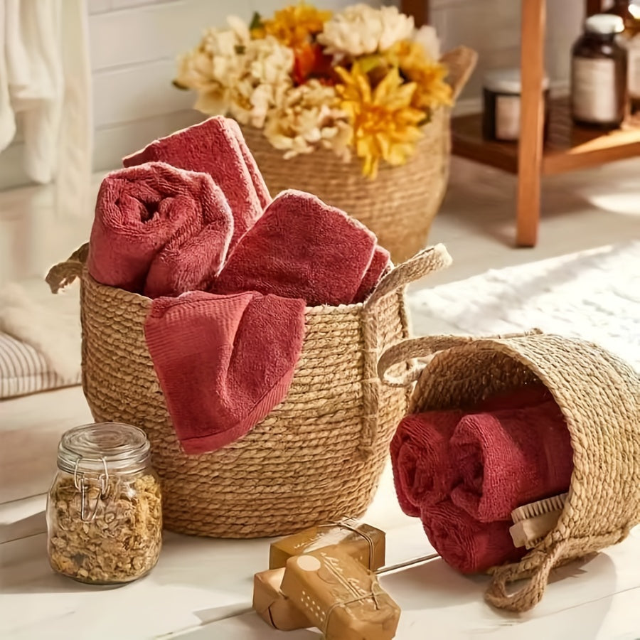 Handmade Woven Storage Baskets with Rustic Grass Finish for Laundry and Home Organization
