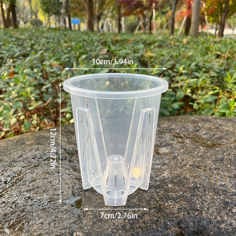 Set of 5 Round Plastic Orchid Pots with Drainage Holes for Indoor Outdoor Use