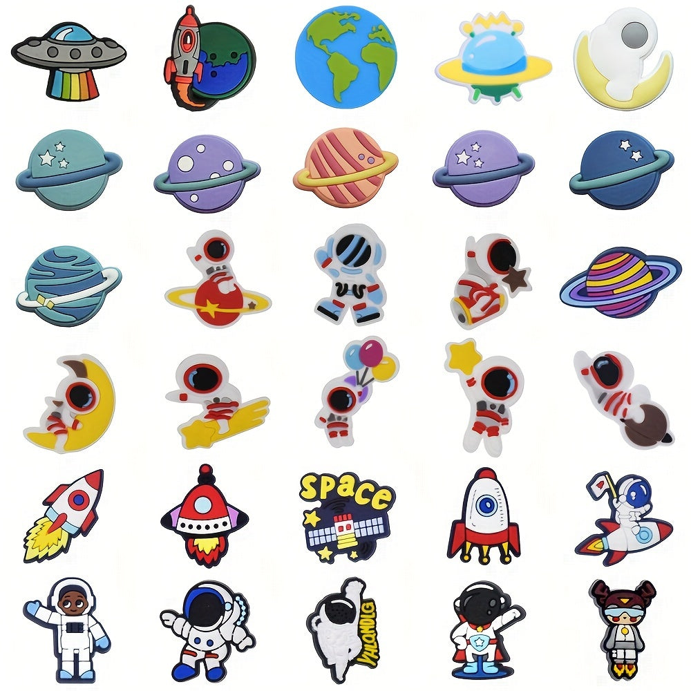 30 Pcs PVC Shoe Charms Pilot Planet Rocket Shoe Accessories for Kids