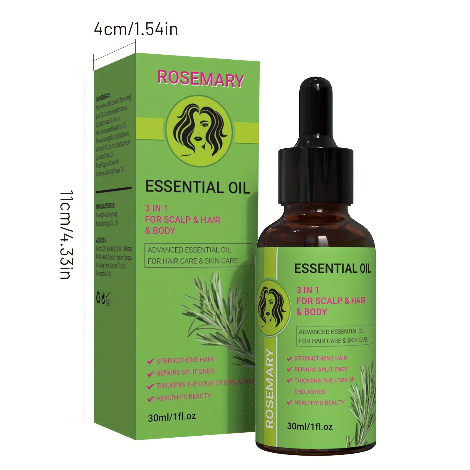 Unisex Natural Rosemary Oil 3-in-1 Hair, Scalp, Body Moisturizer