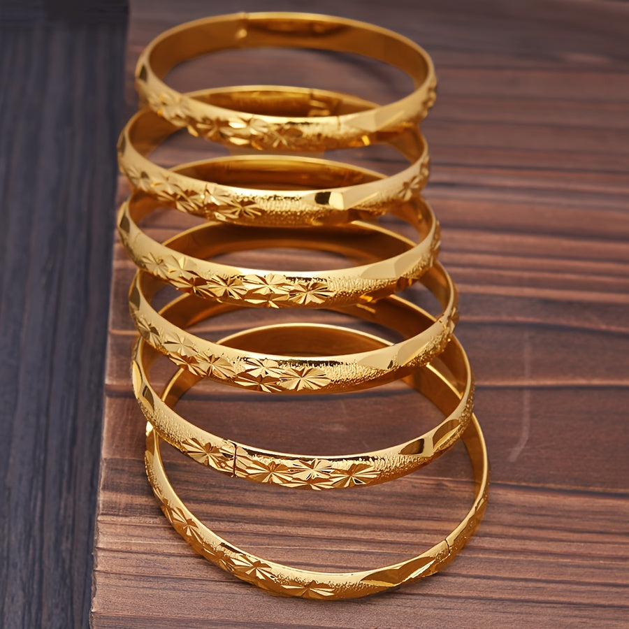 Pulsera ajustable de cobre con patrón floral para uso diario y regalos