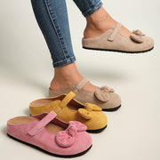 Women's Slip-On Mules with Cushioned EVA Soles and Bow - All-Season Casual Shoes