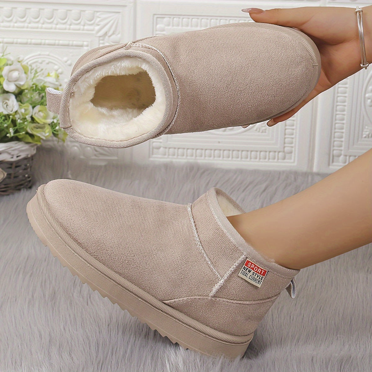Women's Winter Snow Boots Short Heel Rubber Platform