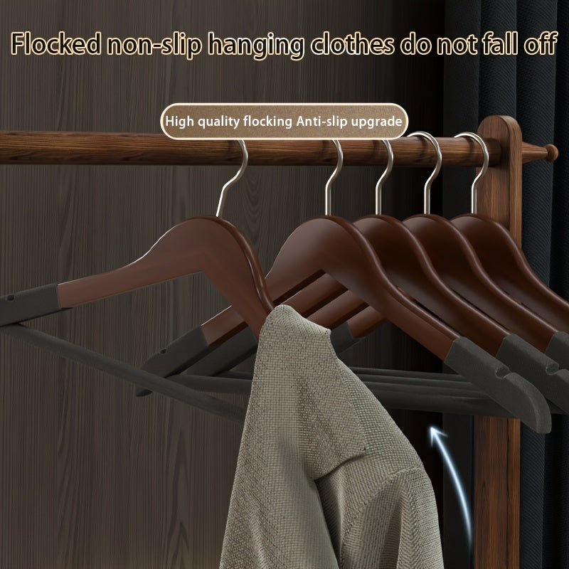 Juego de 10 perchas de madera con felpa y diseño antideslizante para almacenamiento en armario