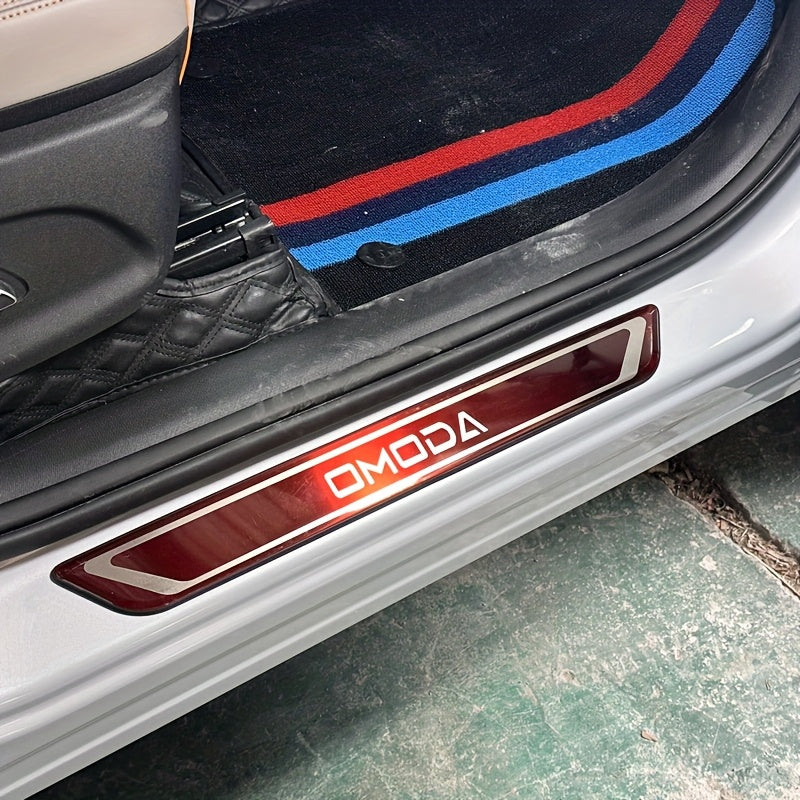 4 dona zanglamaydigan po'latdan yasalgan eshik chegarasi chiziqlari avtomobillar uchun, chizishga qarshi, 5 rang