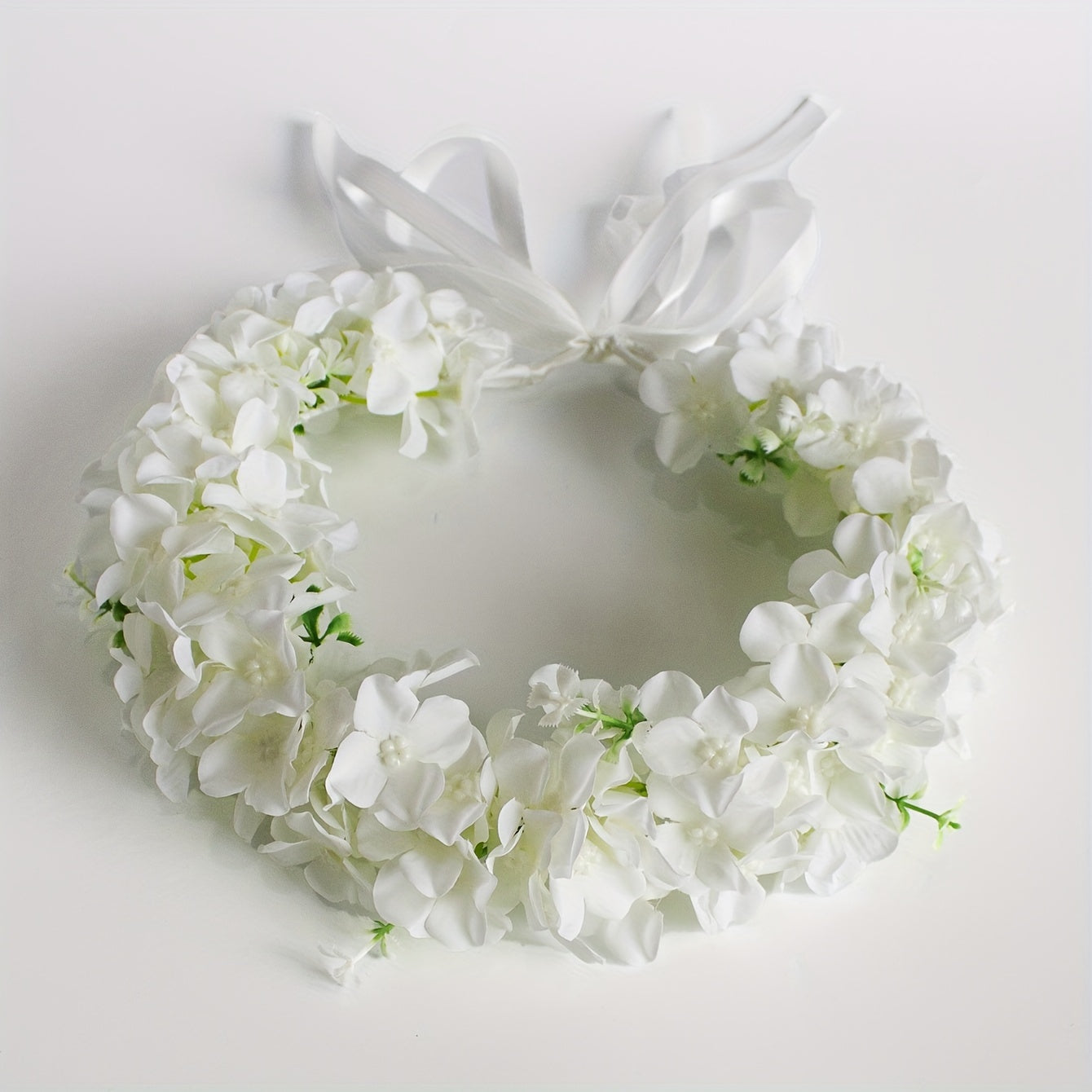 Floral Bridal Headband Hydrangea Flower Crown with Ribbon Tie for Weddings and Parties