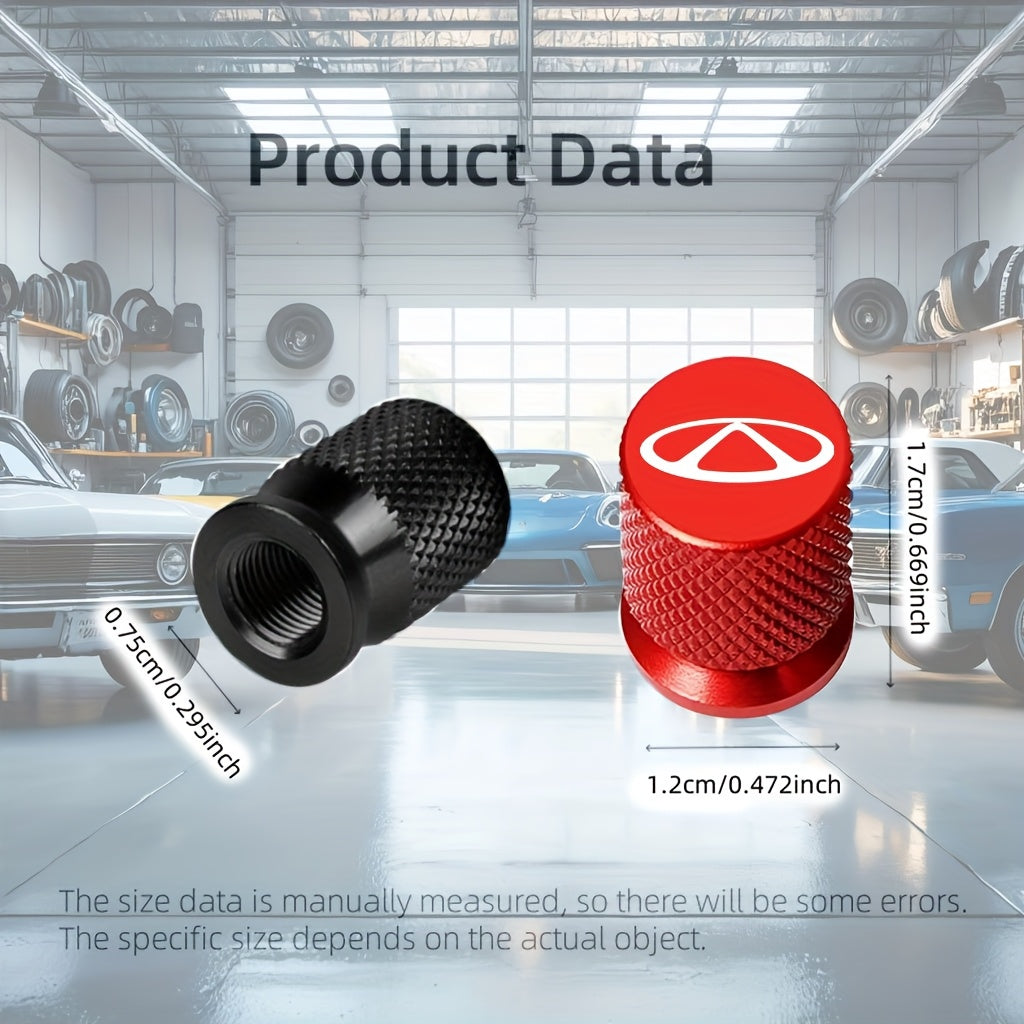 4 Pack 12mm Metal Wheel Valve Stem Caps Dustproof Leakproof Rubber Ring