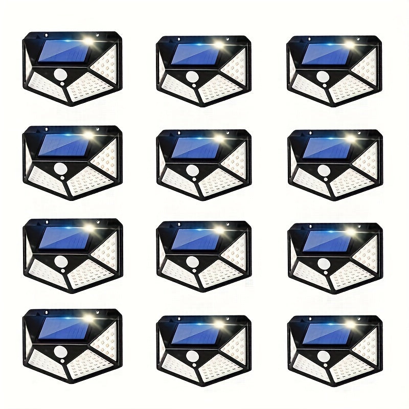 Outdoor Solar Wall Light with Motion Sensor, Four-Sided Lighting, Yard Garden Patio Fence Driveway Pathway, 4-12 Pieces