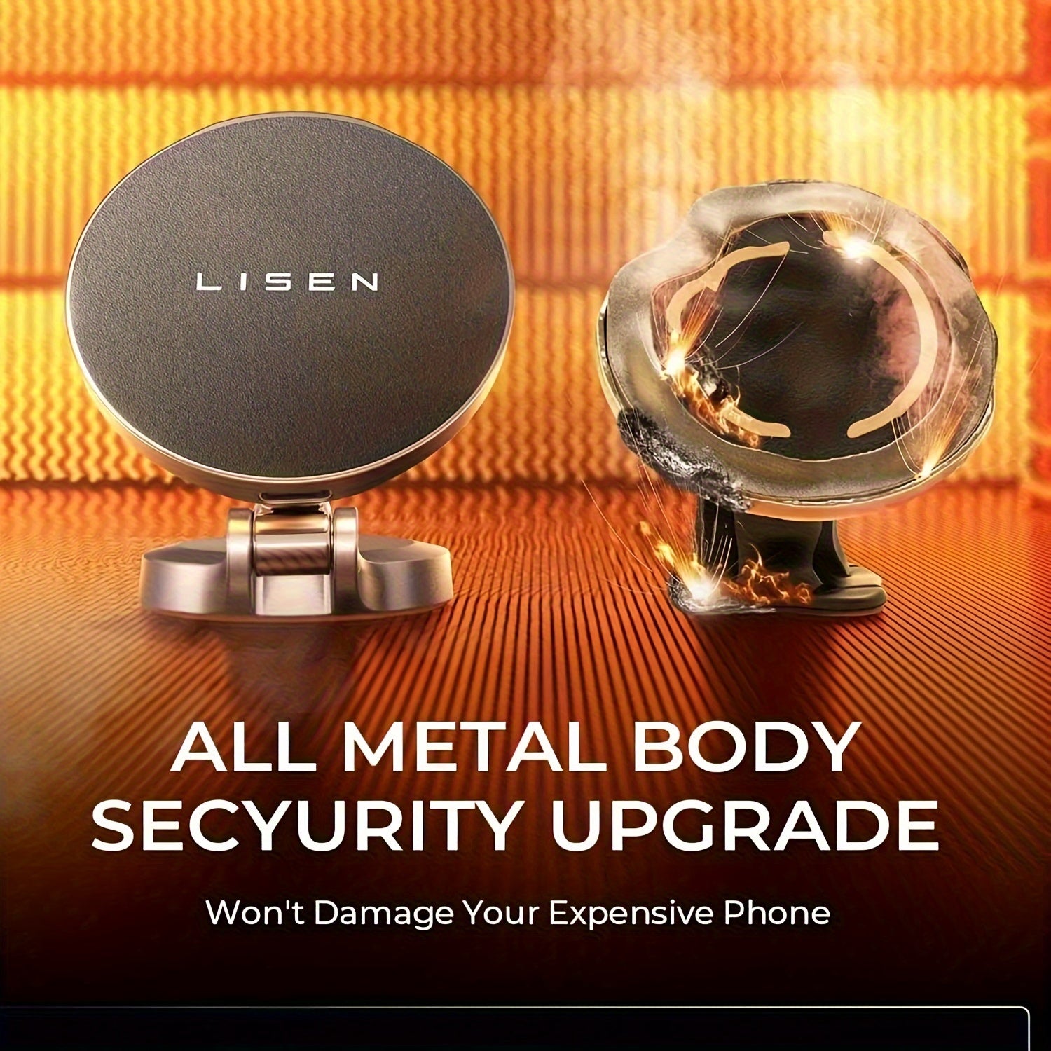 Magnetic Car Mount Charger 15W Fast Wireless Charging for iPhone 12-15 Pro Max Zinc Alloy Dashboard Holder