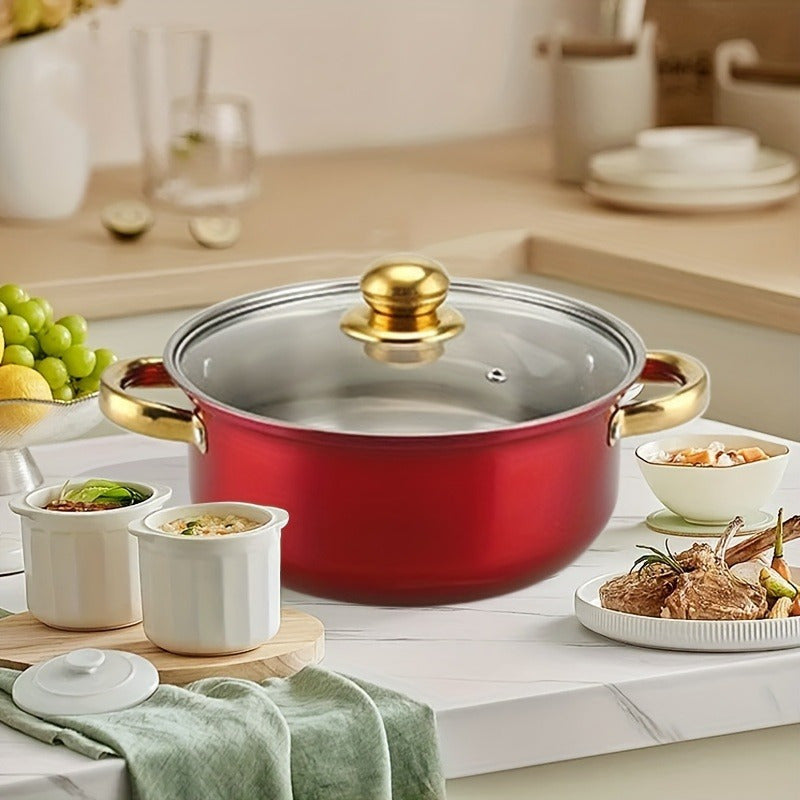 Stainless Steel Cookware Set 18 Pieces Non-Stick Pots Pans Glass Lids