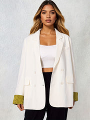 Plus o'lchamli ayollar uchun blazer, ikki tomonlama yopinadigan, ofis uchun kundalik, bahor, kuz, qish