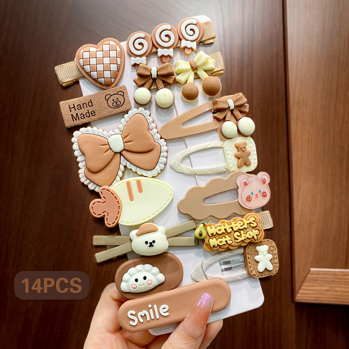 14 ta jigarrang kamon soch qisqichlari