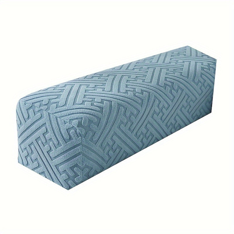 2 Modern Plush Sofa Armrest Covers Non-Slip Stretchable Fabric White Set of 2