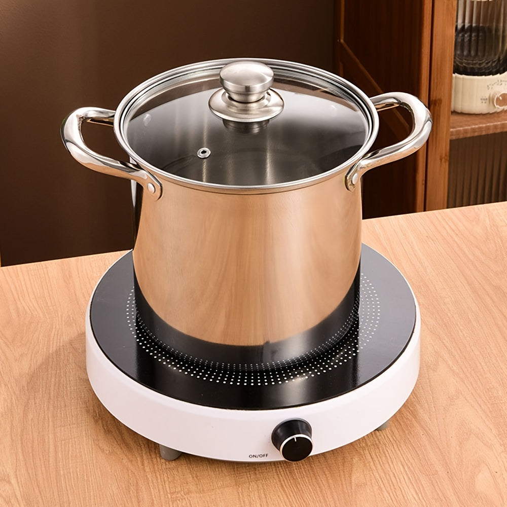 Set of High Soup Pots with Straight Bodies, Durable Stainless Steel, 3 Sizes