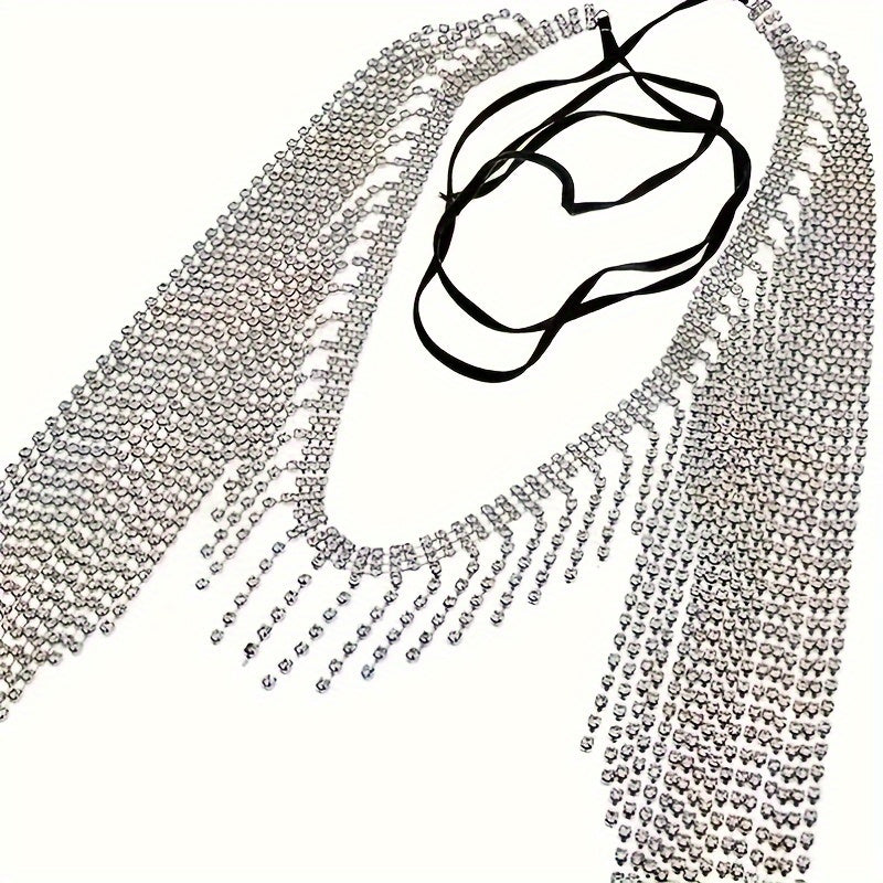 Women’s Retro Headband with Rhinestone Tassels Elastic Alloy Hair Accessory