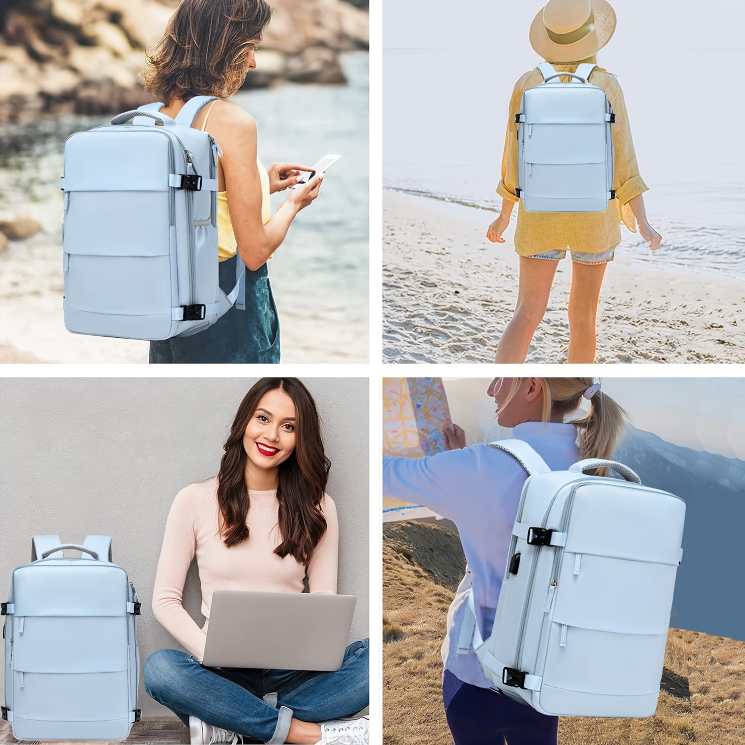 Women's Travel Backpack with Shoe Compartment Laptop Sleeve USB Charging Port and Adjustable Straps