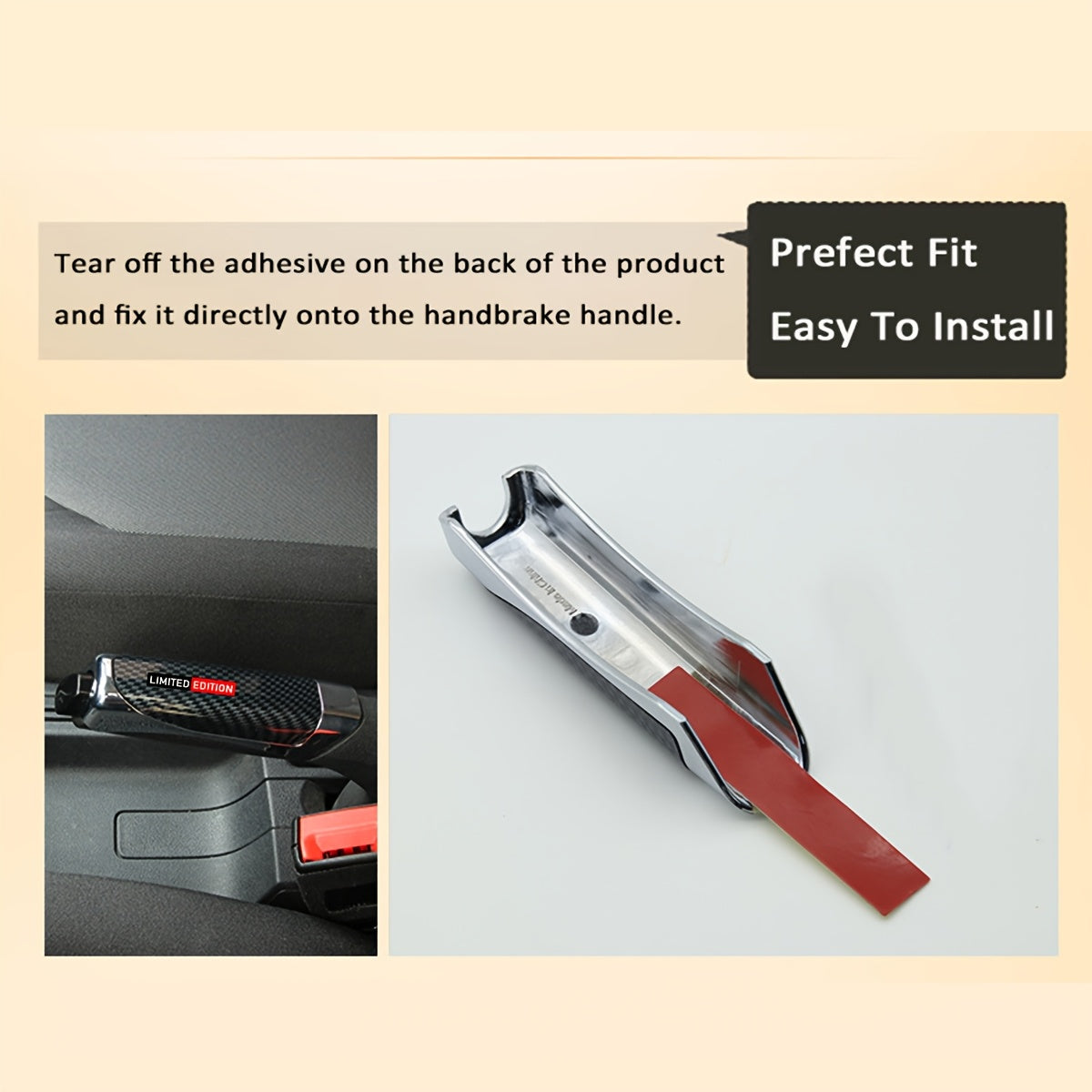 Universal ABS Handbrake Grip Cover with Carbon Fiber Texture for Kia Toyota Lexus Vehicles