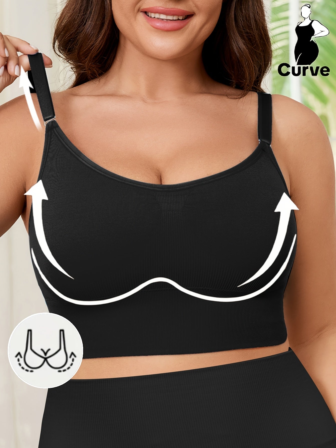 Plus Size Adjustable Knot Strap Sports Bra Seamless Breathable Yoga Gym Wear