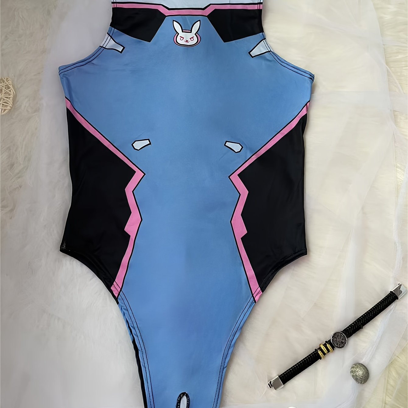 Seductive Women's Role-Playing Costume with High-Leg Openings and Body Suit