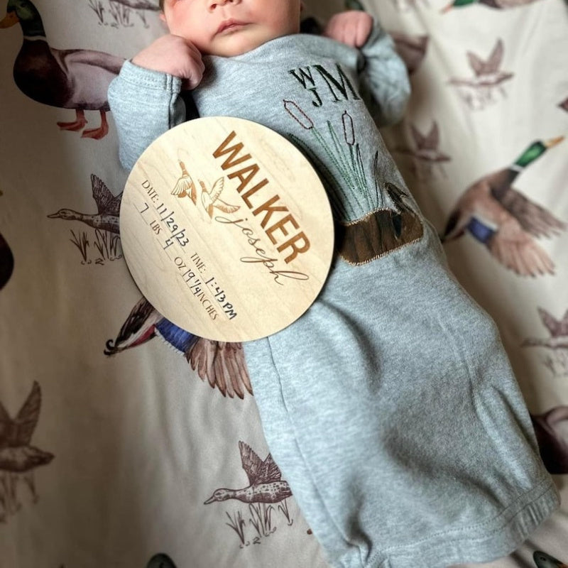 Personalized Wooden Baby Name Sign Duck Theme Hospital Prop Baby Announcement