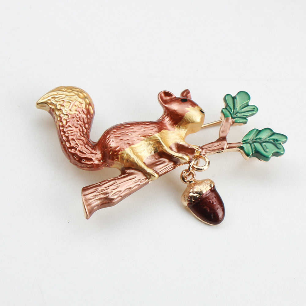 Gothic Style Enamel Squirrel Brooch Pin for Wool Sweaters Jackets