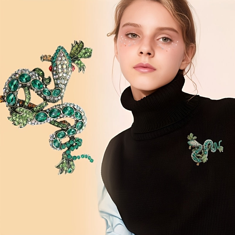 Vintage Python Brooch for Women with Rhinestones Animal-Inspired Jewelry