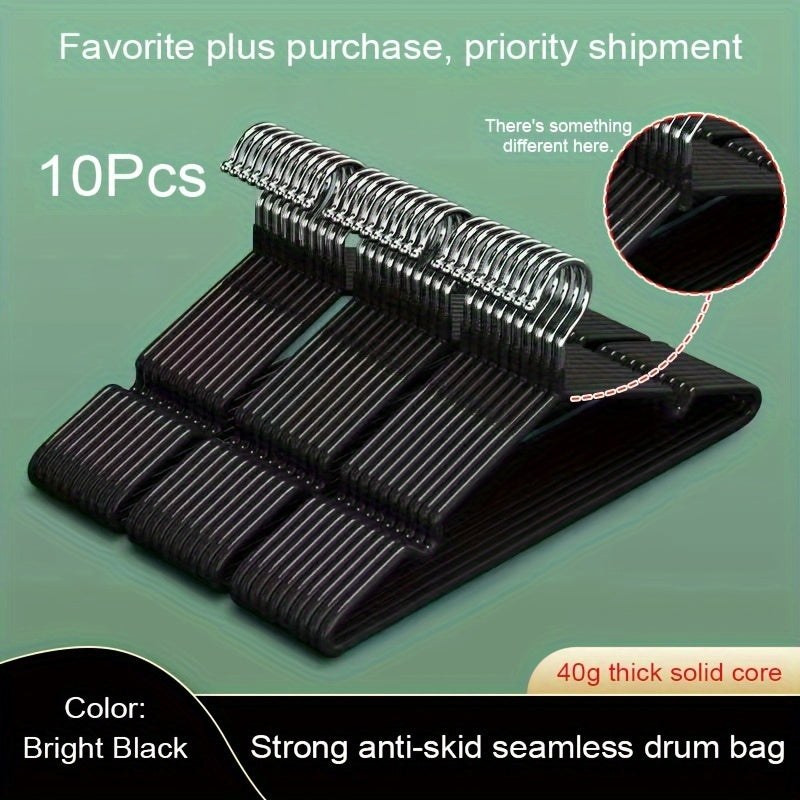 Set of 10 Plastic Coated Thick Hangers Waterproof Anti-Slip for Adult Wardrobe