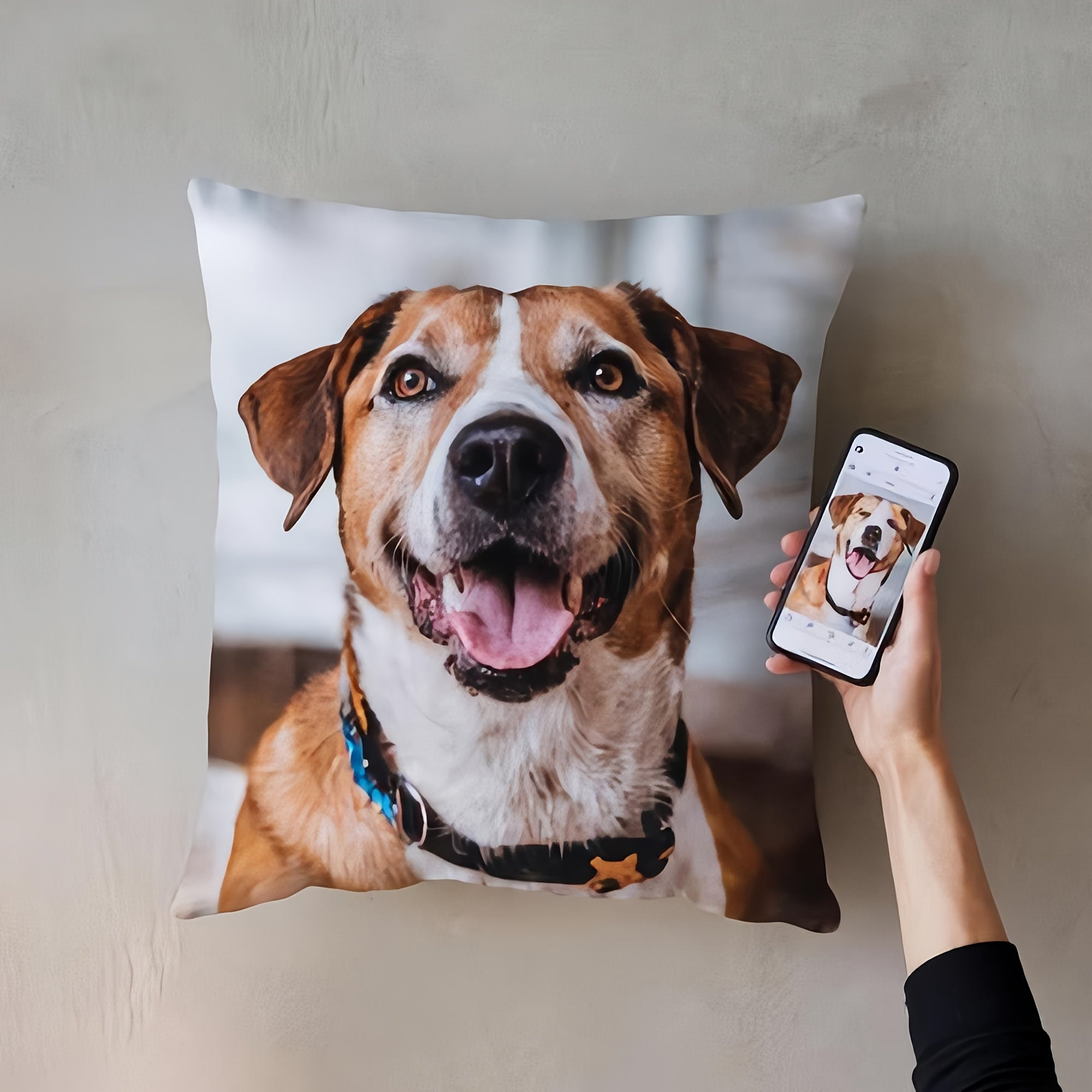 Soft Short Plush Pet Photo Pillowcase 45.72x45.72 cm Single-Sided Print Cushion Cover for Home Decor