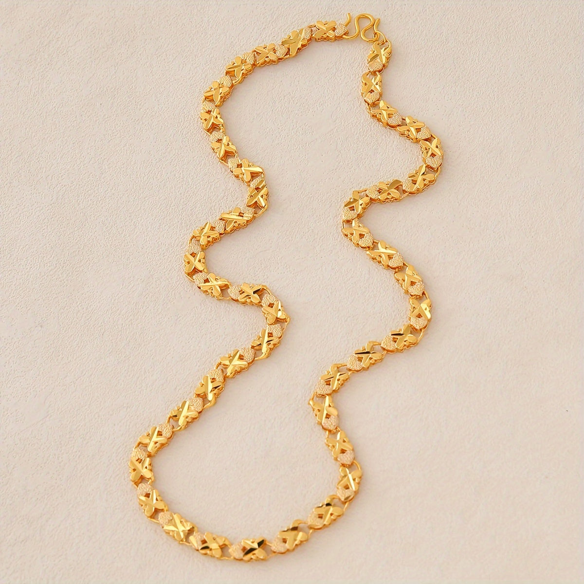 Women’s 24K Gold Plated Link Necklace for Weddings and Daily Wear
