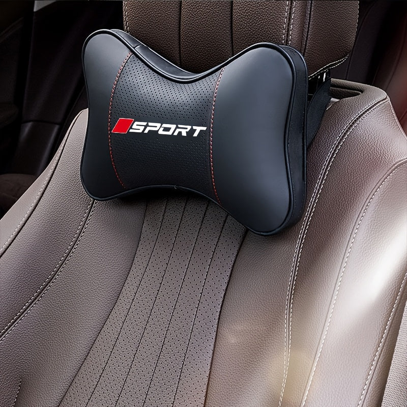 Unisex Breathable Faux Leather Windmill Car Headrest Cover with SPORT Logo
