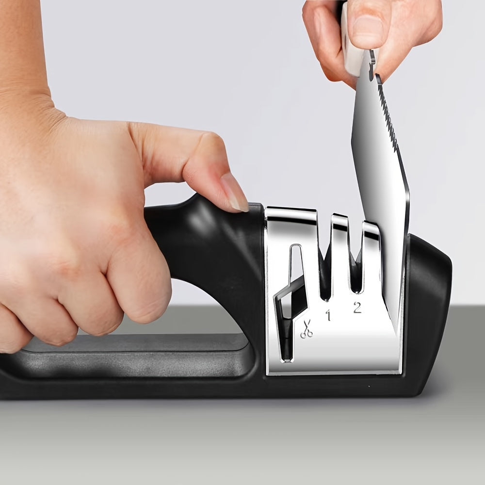 4-Stage Knife Sharpener with Diamond and Ceramic Rods for Kitchen and Scissors