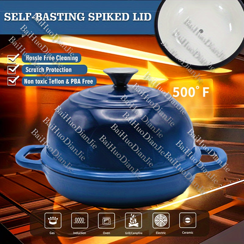 Enamel Cast Iron Loaf Pan with Lid 22.86cm Oven Safe Non-Toxic Durable