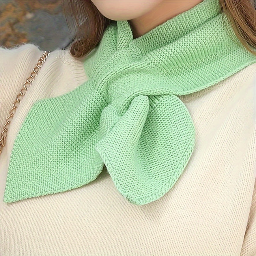 Ayollar uchun qattiq rangli to'qilgan o'zaro bog'langan sharf, qishki issiq aksessuar