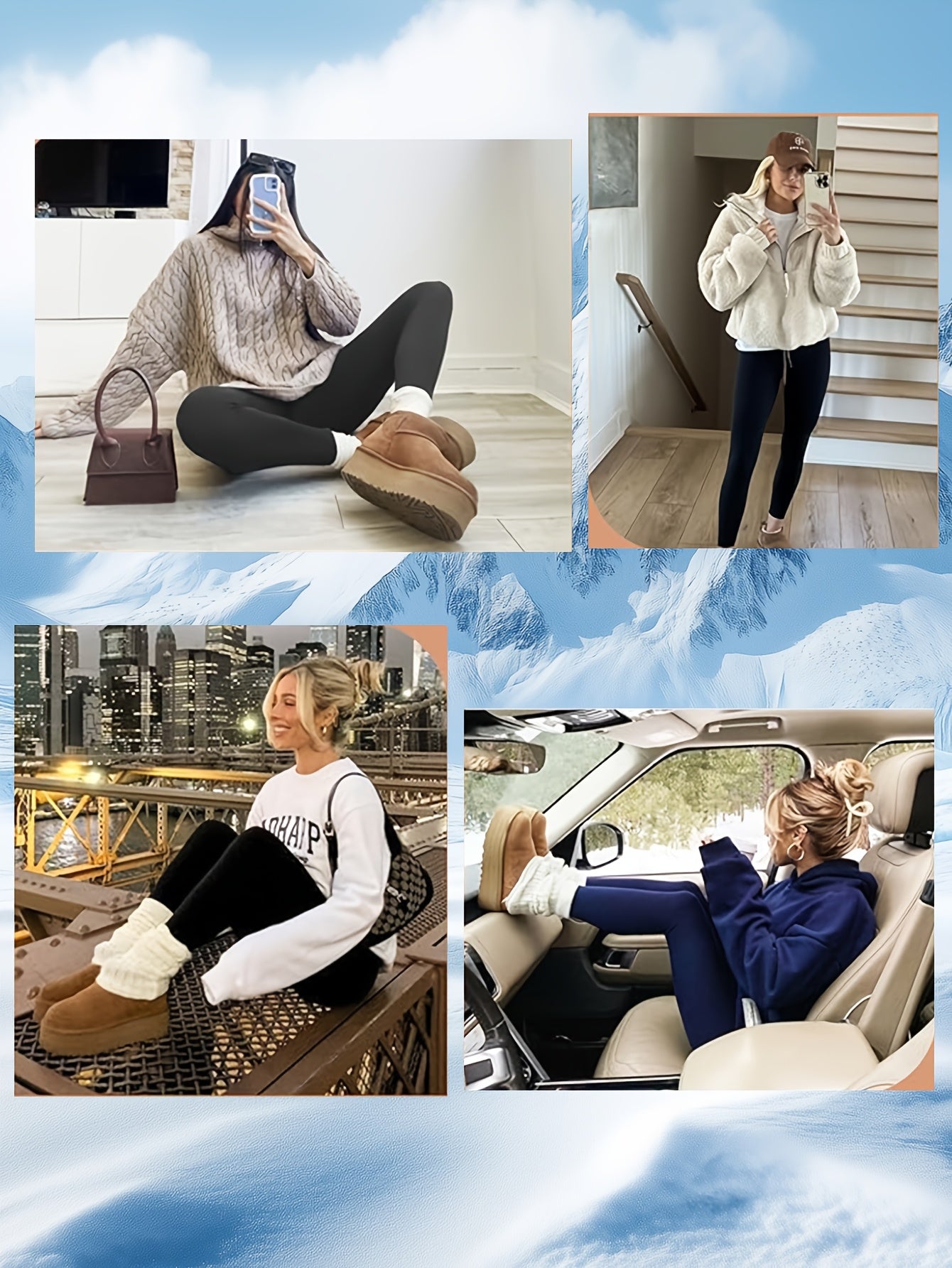 Women's Plus Size Fleece-Lined Leggings Warm Stretchy Winter Yoga Pants