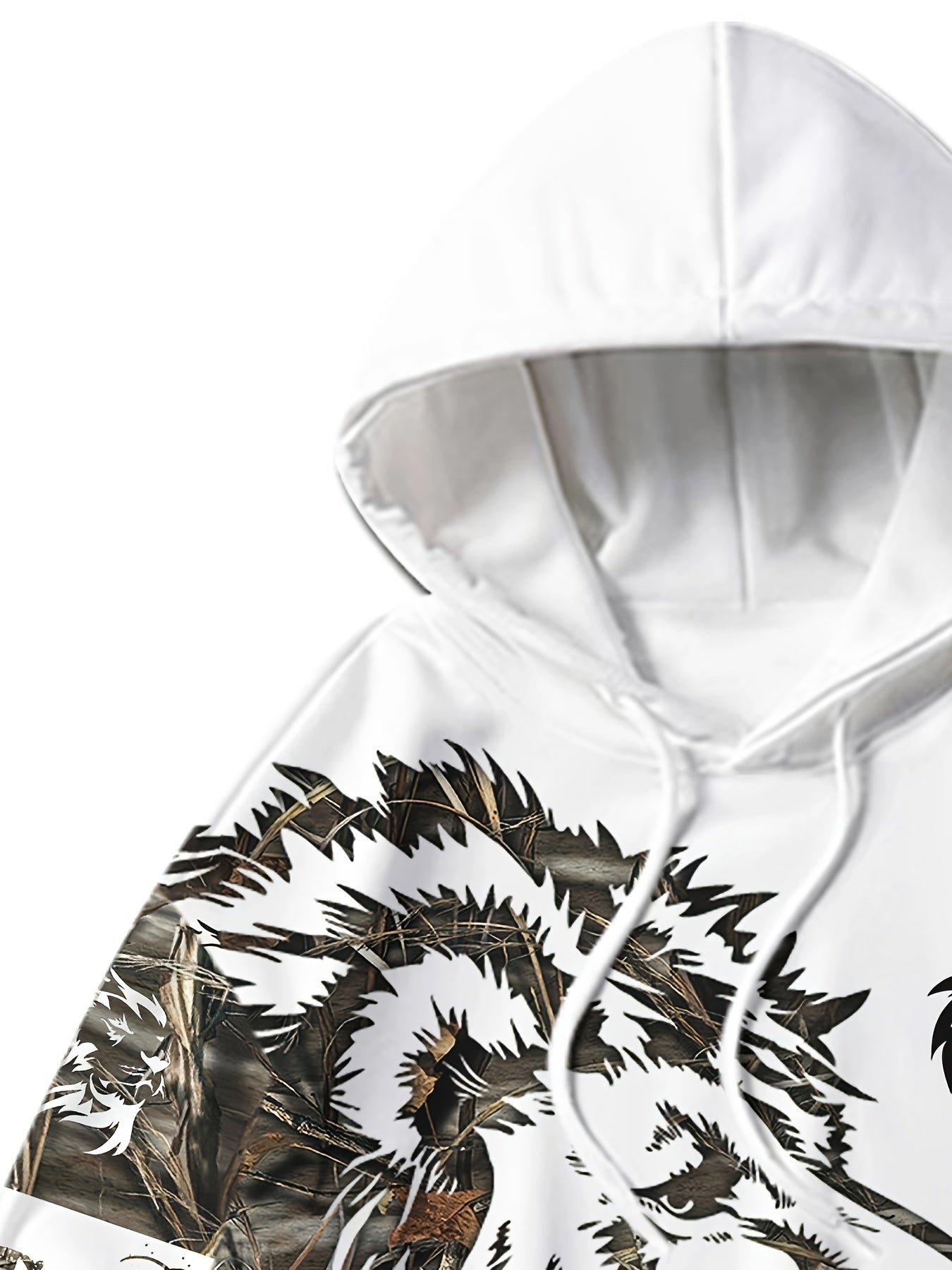 Men's Polyester Tracksuit Set with Geometric Lion Print Hooded Casual Spring Fall