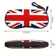 Waterproof Eyewear Case with British Flag Print and Keychain Neoprene Soft Lightweight for Men Women