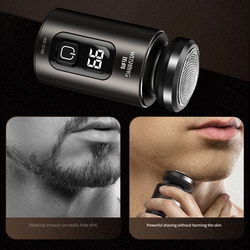 Afeitadora eléctrica portátil para hombres con resorte, recargable por USB, con pantalla LED