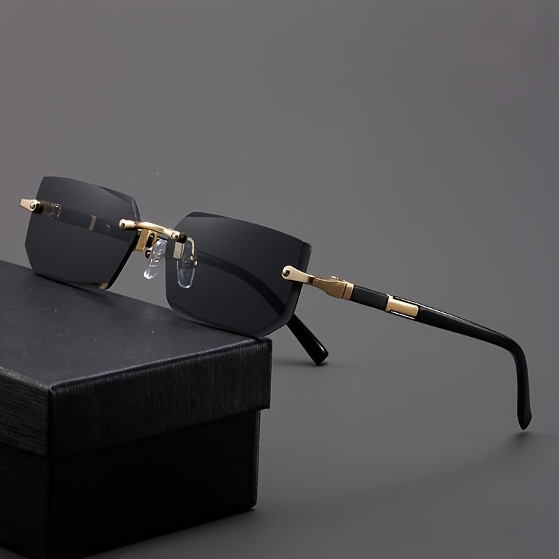 Unisex Fashion Glasses with PC Lenses, Gold Metal Frame, Outdoor and Hiking Use