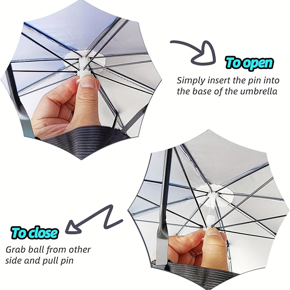 Elastic Headband Umbrella Hat for Camping and Fishing UV Protection Blue