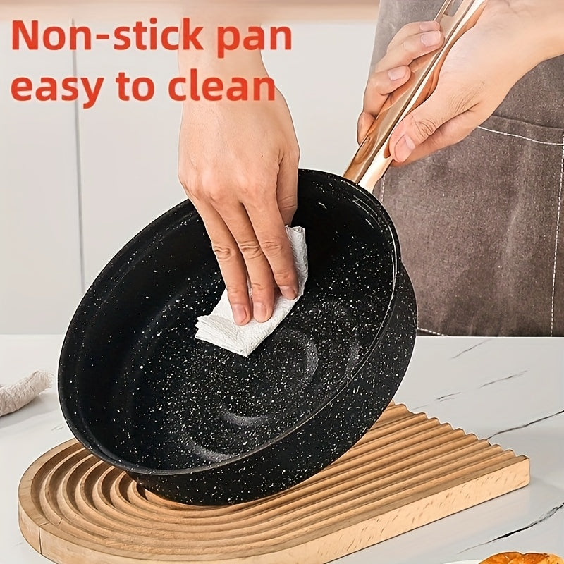 Juego de utensilios de cocina de acero inoxidable de 12 piezas con ollas antiadherentes y mangos dorados
