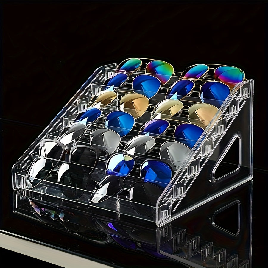 Clear Acrylic Eyewear Display Stand with Multiple Layers Countertop Organizer