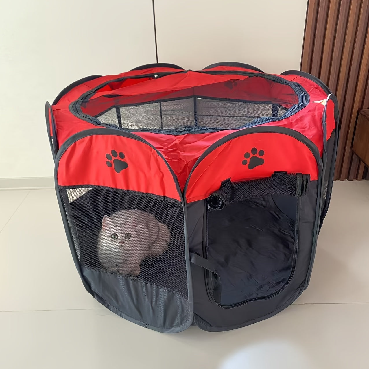 Eight-Sided Foldable Pet Cage for Dogs and Cats Made of Durable Oxford Cloth