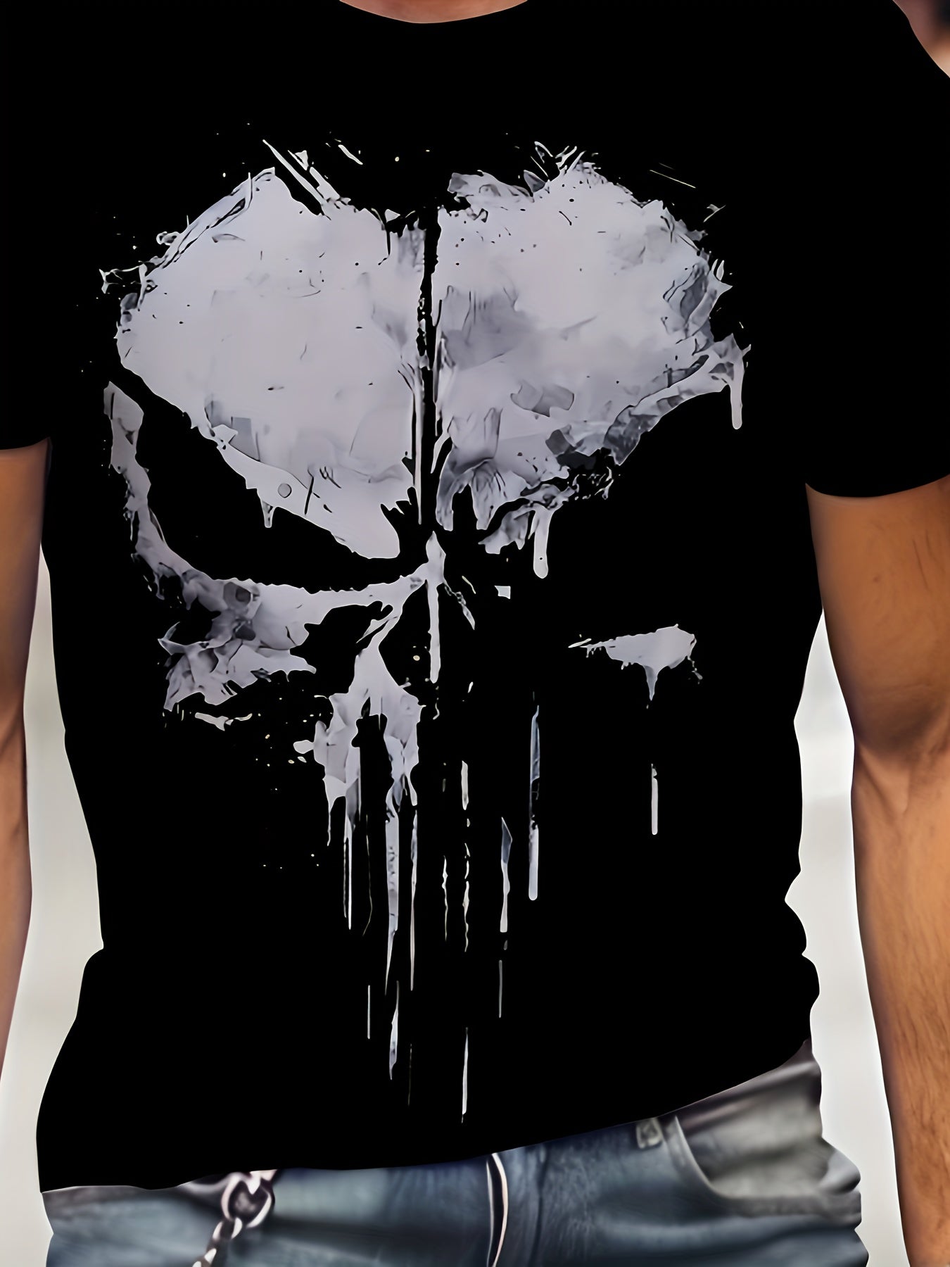 Men's Plus Size Crew Neck Short Sleeve T-Shirt with Skull Pattern 3D Print Polyester Casual
