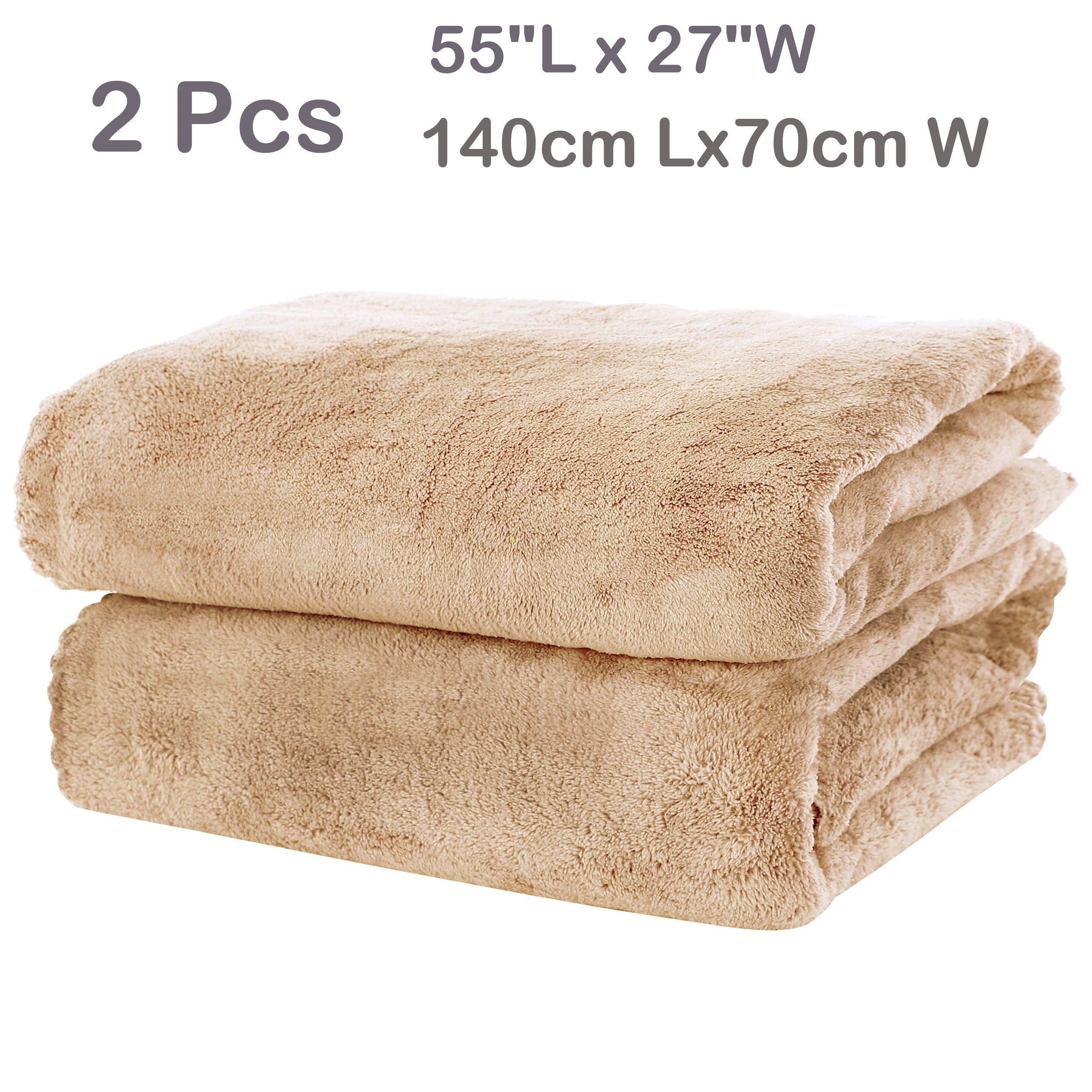 2-Piece Polyester Coral Velvet Bath Towel Set Highly Absorbent Soft for Bathroom Fitness Travel