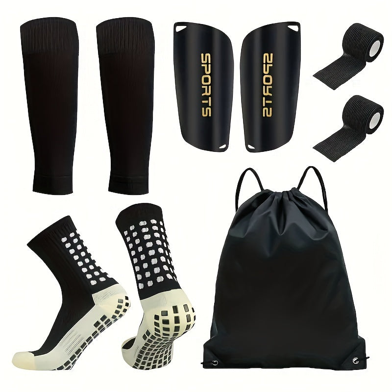 Unisex 5-Piece Sports Gear Set with Anti-Slip Socks Leg Sleeves and Sports Guards for Basketball Yoga