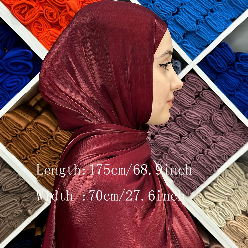 Elegant Organza Scarf with Crinkled Texture Satin Shayla Hijab for Women