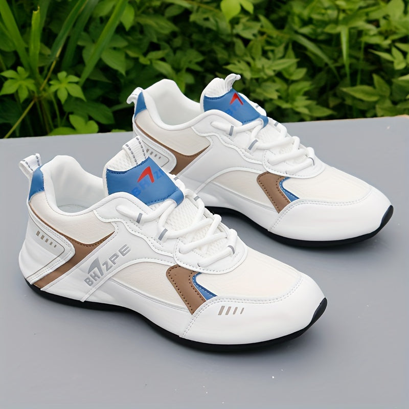 Men's Breathable Lace-Up Sneakers for Running Basketball Workout Gym with Wear-Resistant Rubber Sole