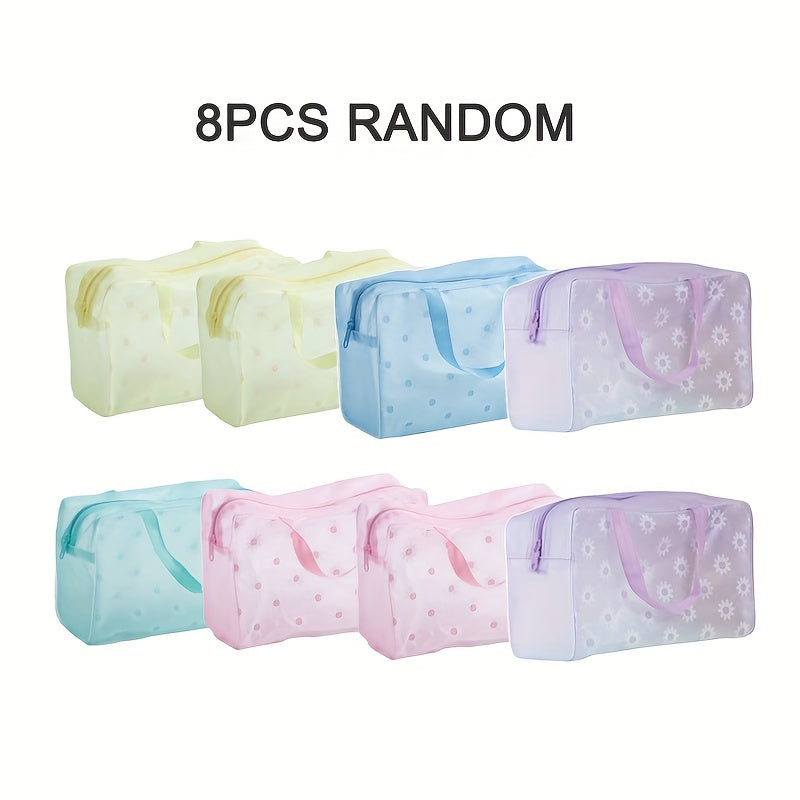 Set of 5 Colorful Transparent Frosted Waterproof Zipper Storage Bags for Kids Travel